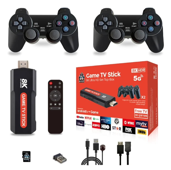 Q9 Retro Video Handheld Game Console 2.4G Dual Wireless Gamepads Retro Game Stick 8K 64G Classica Retro Game Two Player