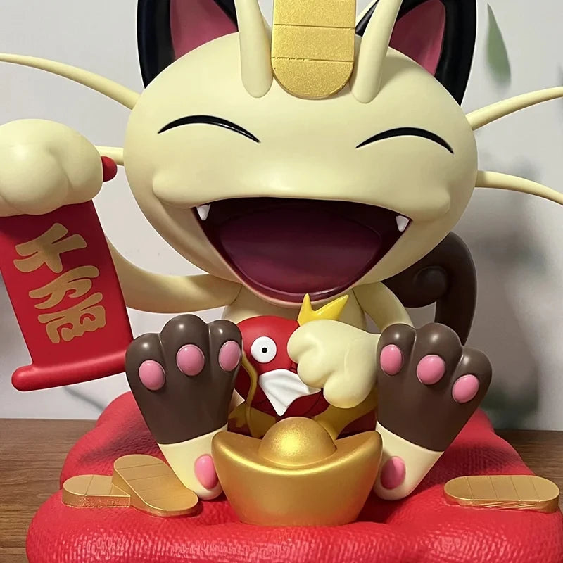Pokemon Recruit Wealth Meowth Pvc Model Action Doll Lucky Cat Cartoon Kawaii Model Desktop Ornaments Lucky Cat Decoration