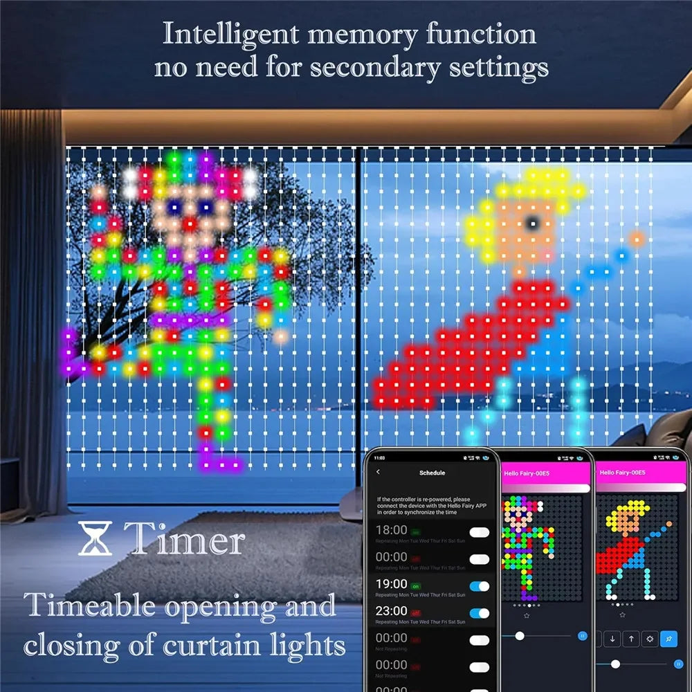 400-800 LED RGB Smart Curtain Lights with Music,App Controls and Remote,LED Party Lights for Christmas and Halloween Decor