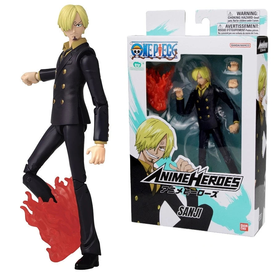 Genuine Bandai ONE PIECE Anime Heroes Monkey D Luffy Sanji Roronoa Zoro Ace Action Figure Collection Model Toy Kid Birthday Gift