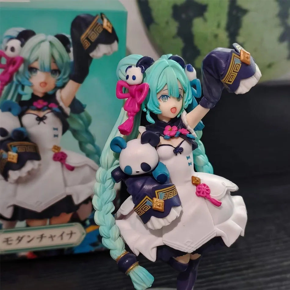 18CM Anime Hatsune Miku Figure National Style Fashion Panda MODERNCHINA Model Toy Gift Collection Action Figure PVC