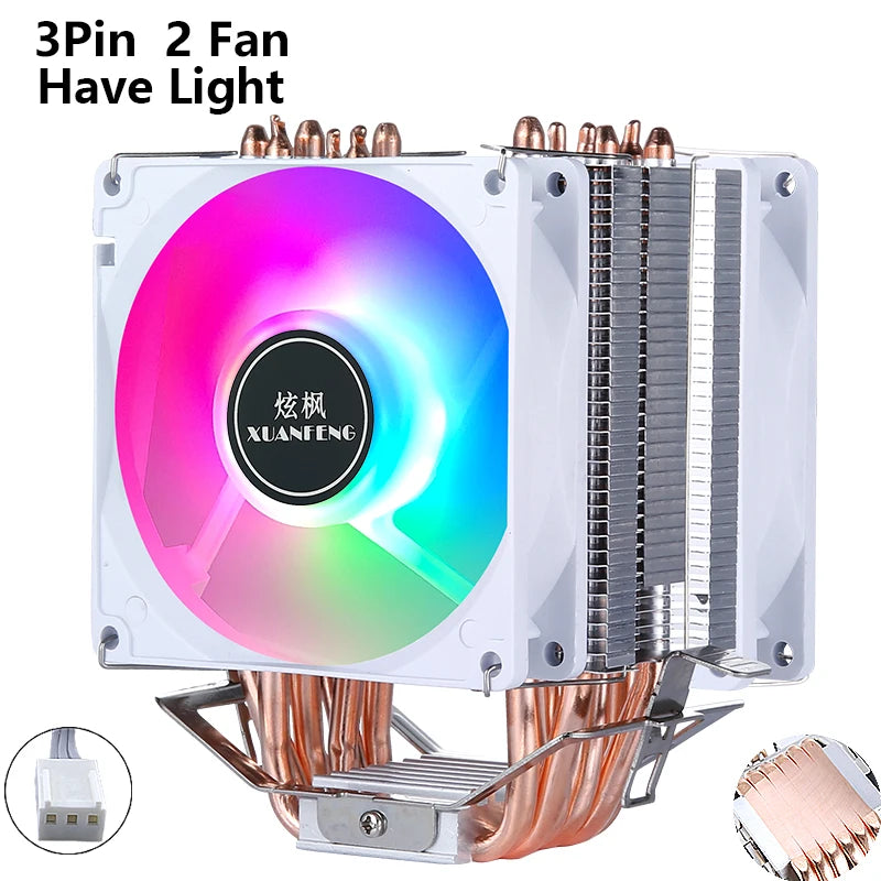 XUANFENG CPU Cooler Fan Computer x79 x99 Processor 2/4/6 Heat pipe 4pin/PWM Compatible LGA2011-3 2066 115x 1200 1700 AMD AM4 AM5