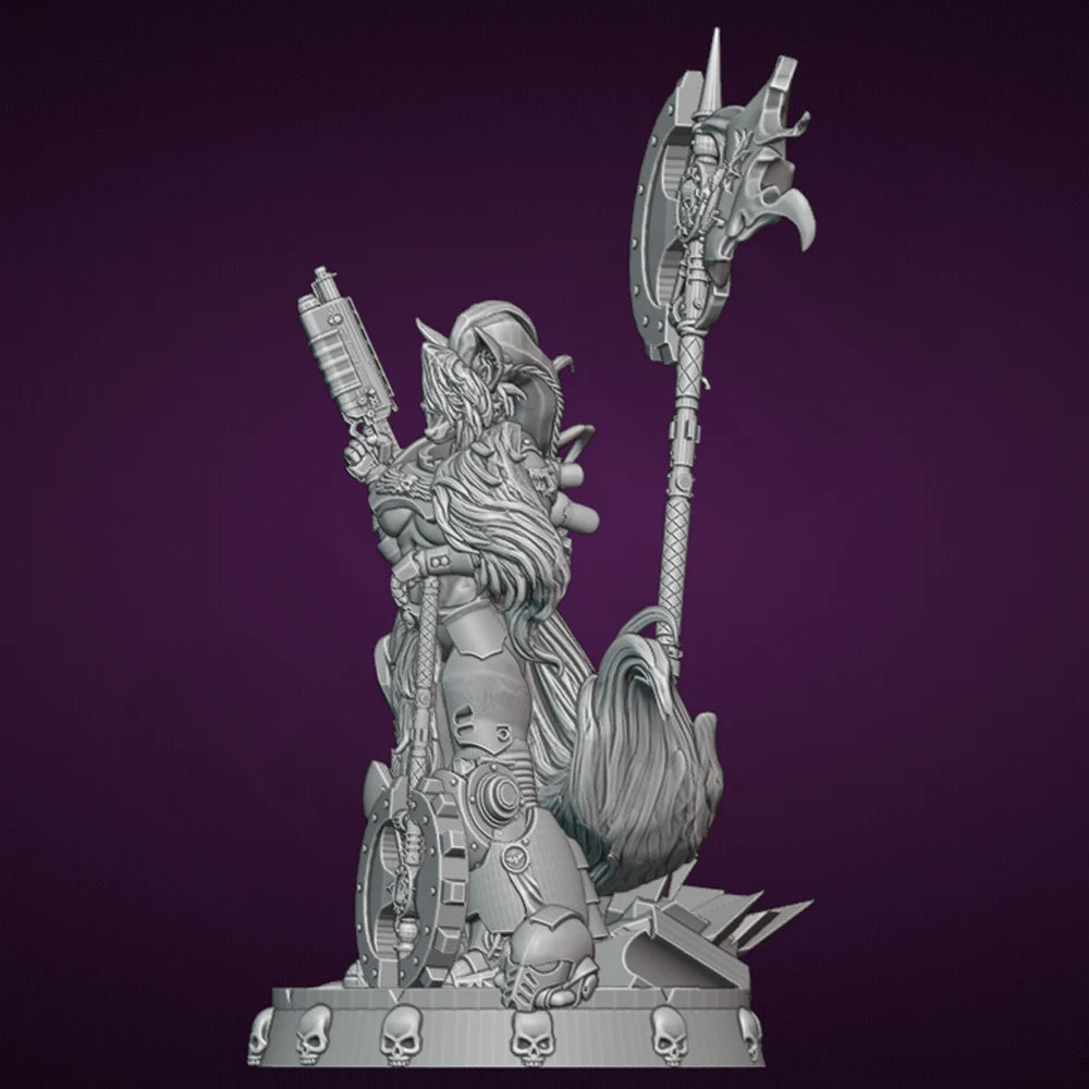 1/24 Loona wolf Space Sexy Resin Figurine Toy Unpainted GK Doll Unassembled 3D Print Assembly Miniature Reduction Statue Toy
