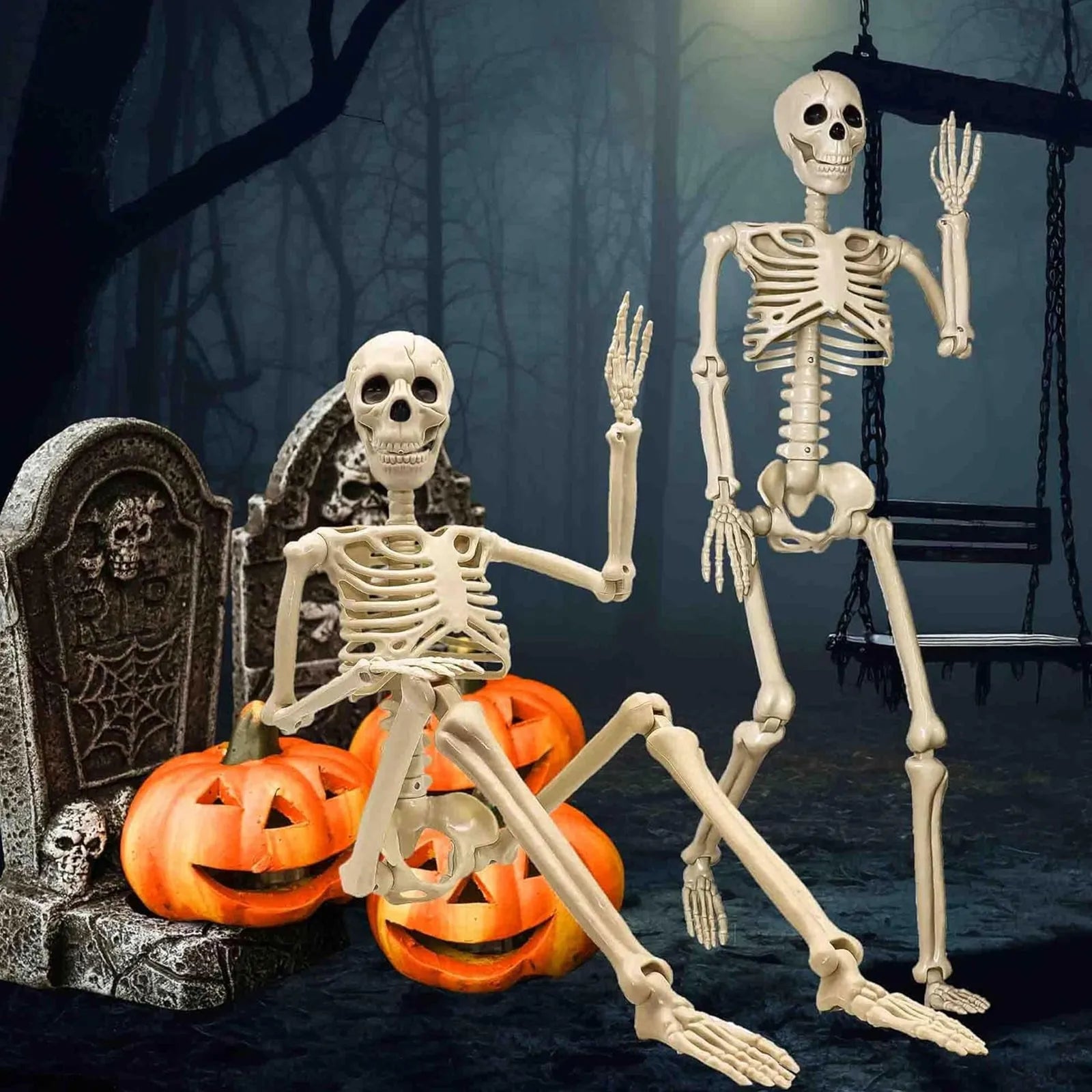 1pc Realistic Life Size Human Body Joints Skeleton Skull Adjustable Joints For Halloween Festival Horror Ornament