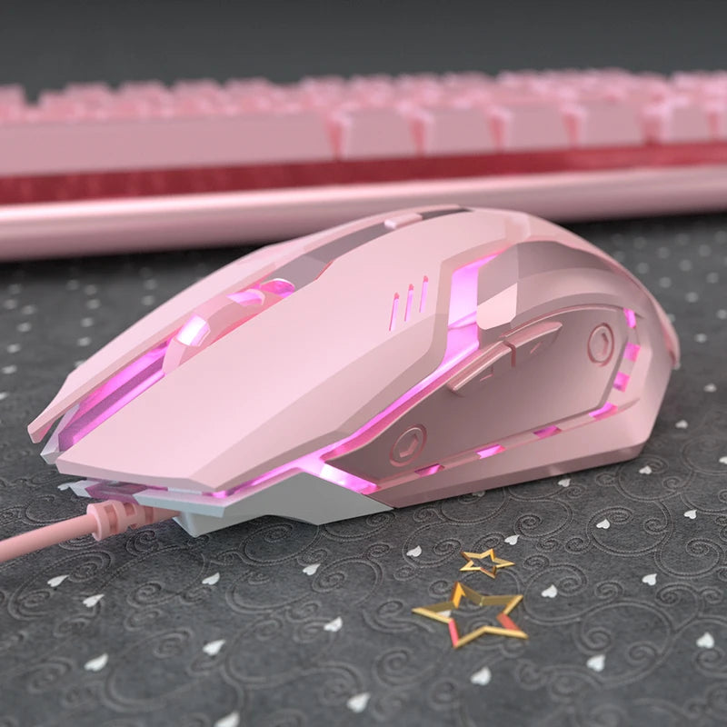 Gaming-Maus mit Stummschaltung, niedliche RGB-Gamer-Mäuse mit 6 Tasten, optische Büro-Computermaus für Desktop-Laptop, ergonomische Spielmaus