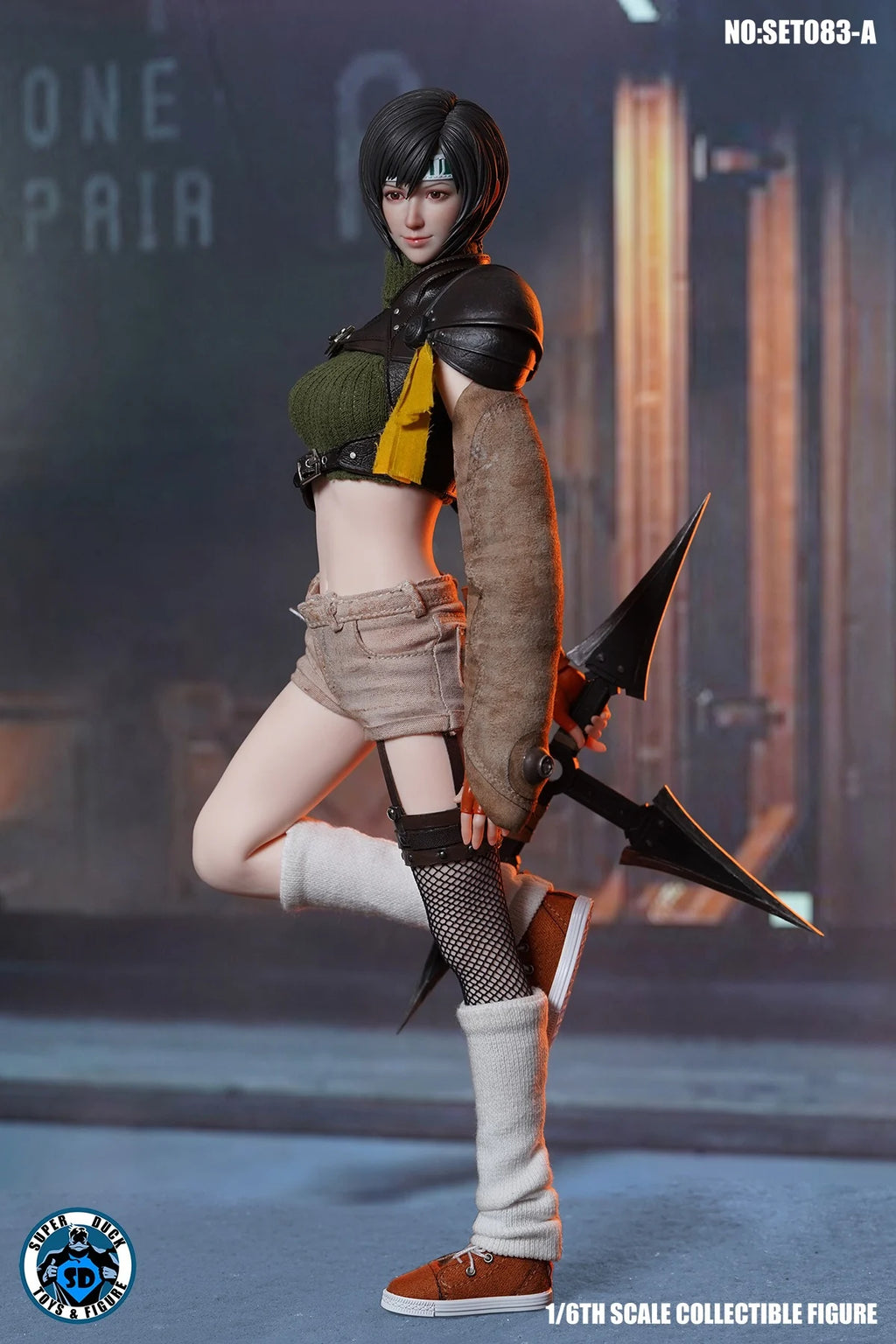 НАЛИЧЕН SUPER DUCK SET083 1/6 FF7 Yuffie Head Sculpt Costume Dress Model Fit 12'' TBL PH S16A S18A Женска екшън фигурка тяло