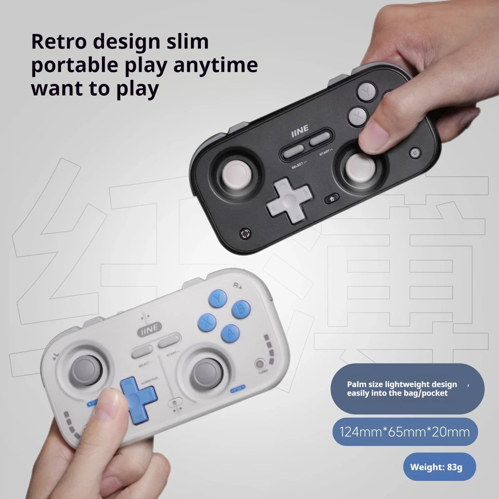 IINE Pocket Retro Game Controller Compact Portable with Hall Joysticks 1000Hz Recessed Joystick Customizable Controls For Phone