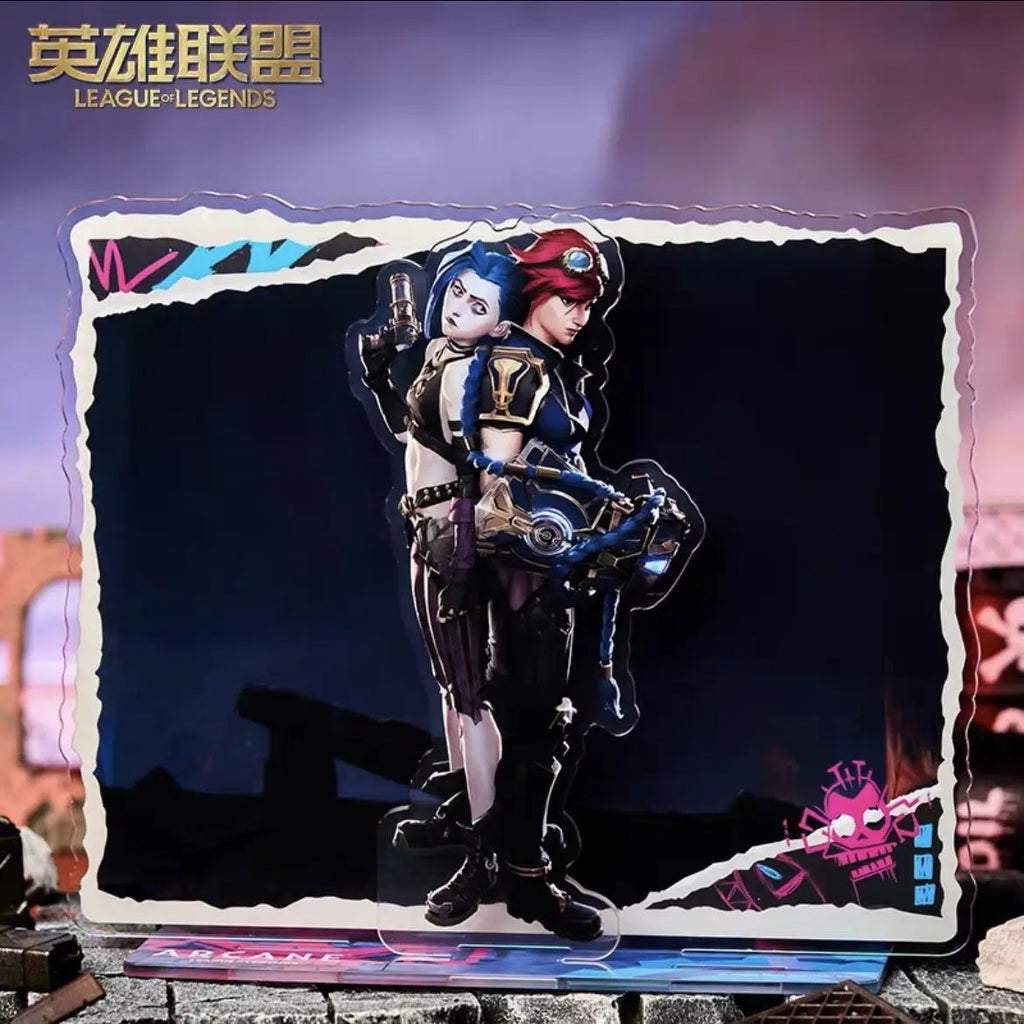 Hot Game League Of Legends City Of Two Cities Jinx Vi Caitlyn Kiramman Sign Perimeter Cartoon Anime Figure Model Decor Gift