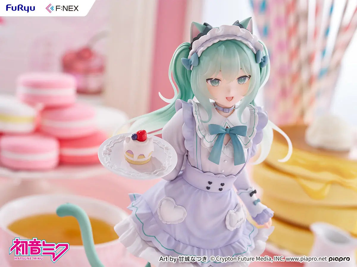 FuRyu F:NEX Nachoneko 1/7 Hatsune Miku X Nachoneko Cat Ear Maid Dress PVC 25CM Anime Action Figures Model Collection Toy
