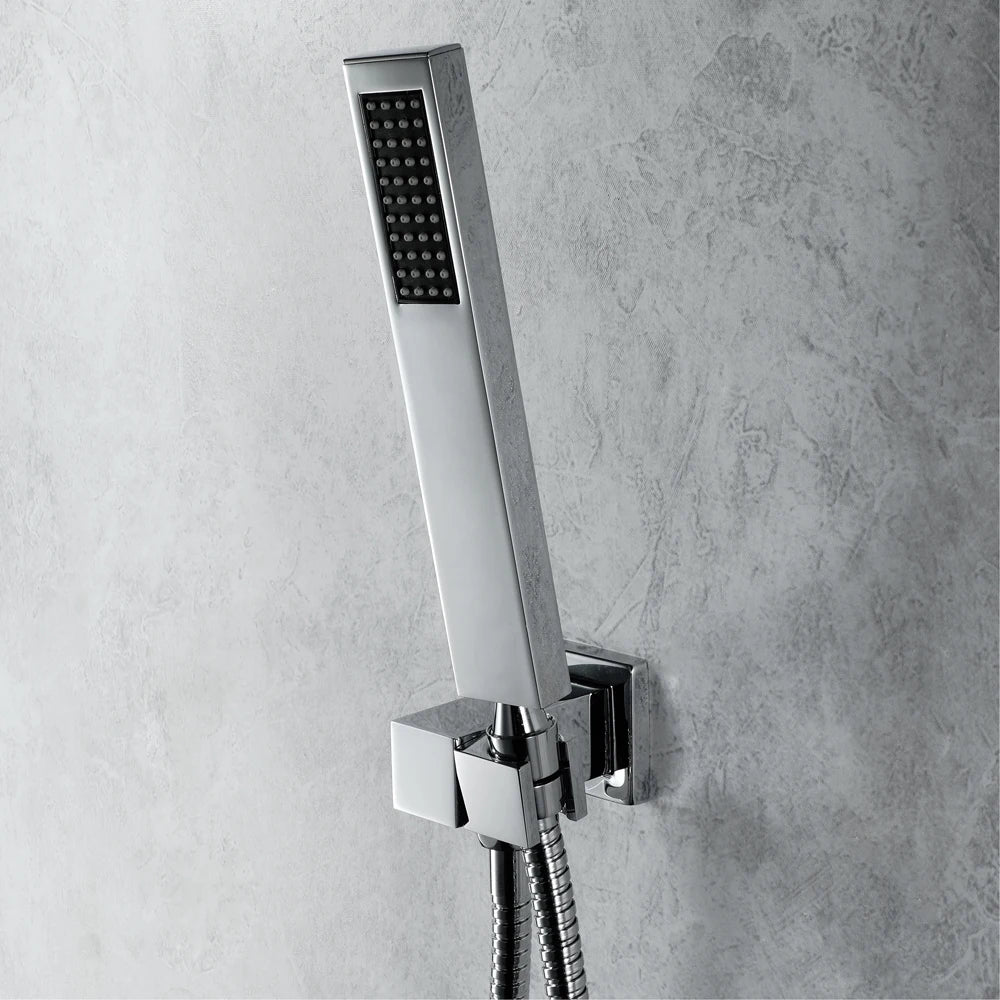 M Boenn Luxuriöses Duschset, Badezimmerarmaturen, intelligente Temperaturanzeige, Druckknopf-Thermostatmischer, Decken-Duschkopf in Schwarz