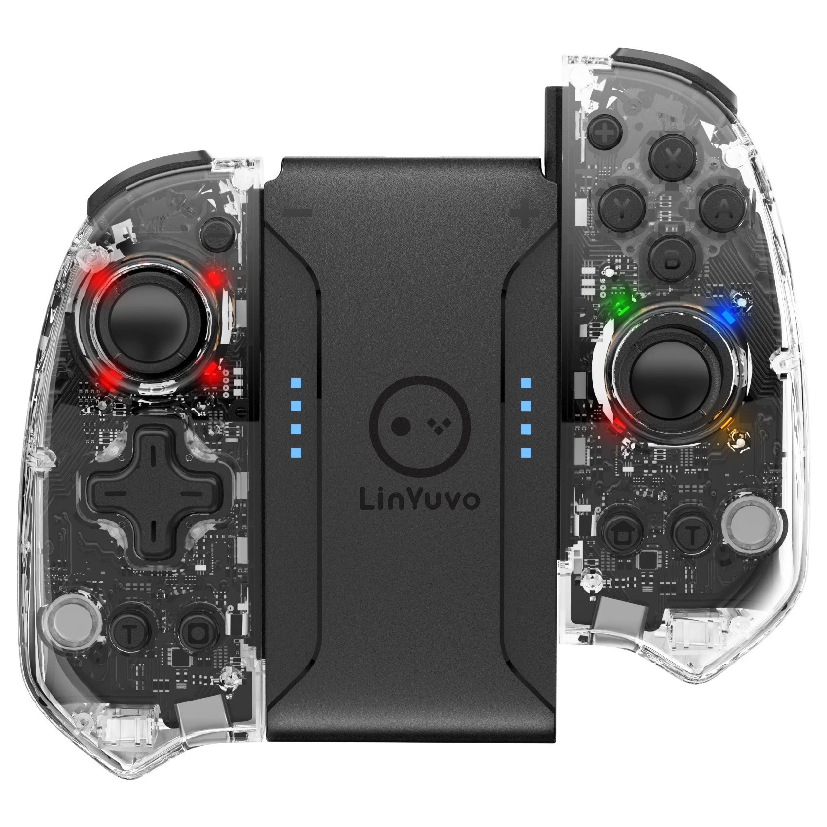 LinYuvo 8 LED Color Replacement Joypad Wireless Controller for Switch&OLED,with Turbo/Vibration/6-Axis Gyro/Wake-up FunctionKS58
