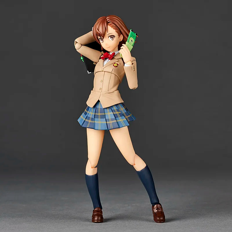 Original Kaiyodo A Certain Scientific Railgun T Amazing Yamaguchi Revoltech NR043 Mikoto Misaka Winter Uniform Ver Figures Model