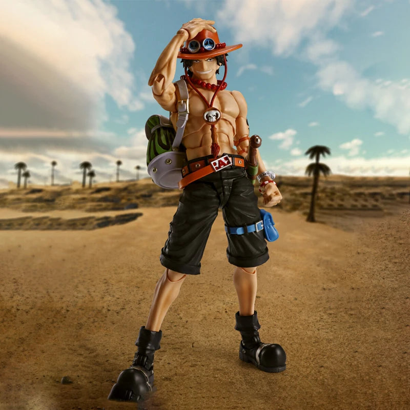 Bandai SHF One Piece Portgas.D.Ace Fire Fist Action Figure Genuine Model Kit Anime Figures Collection Model for Kids Toys Gifts