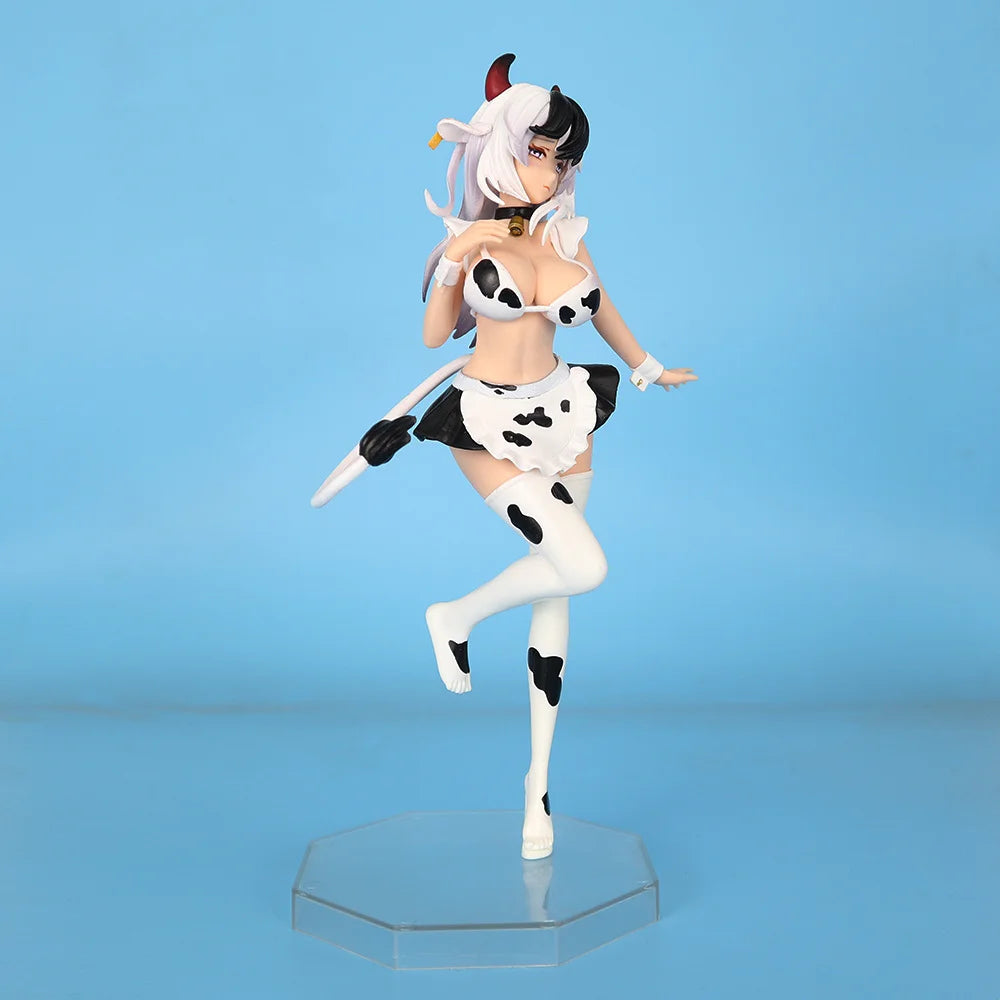 Hot Selling 25cm Black & Pink Cow Maid Cartoon Girl Figure Statue Desktop Decoration Ornament Collection Model Toy Gift