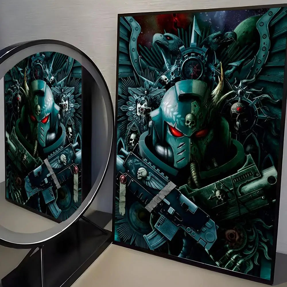 W-Warhammer Game 40K Poster Perfect Sticker Self Adhesive Art Designed for Home Dining Office Spaces