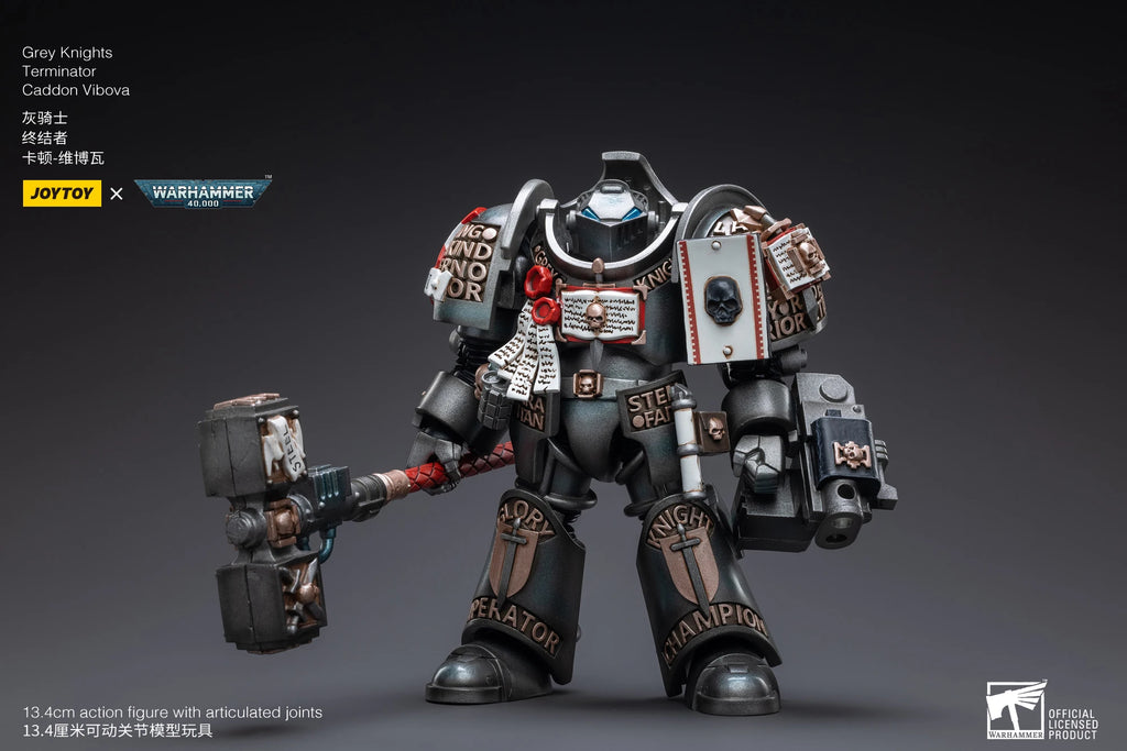 【In Stock】JOYTOY Warhammer 40K 1/18 Action Figure Grey Knights Terminator Caddon Vibova for Game Soldier Model Toy