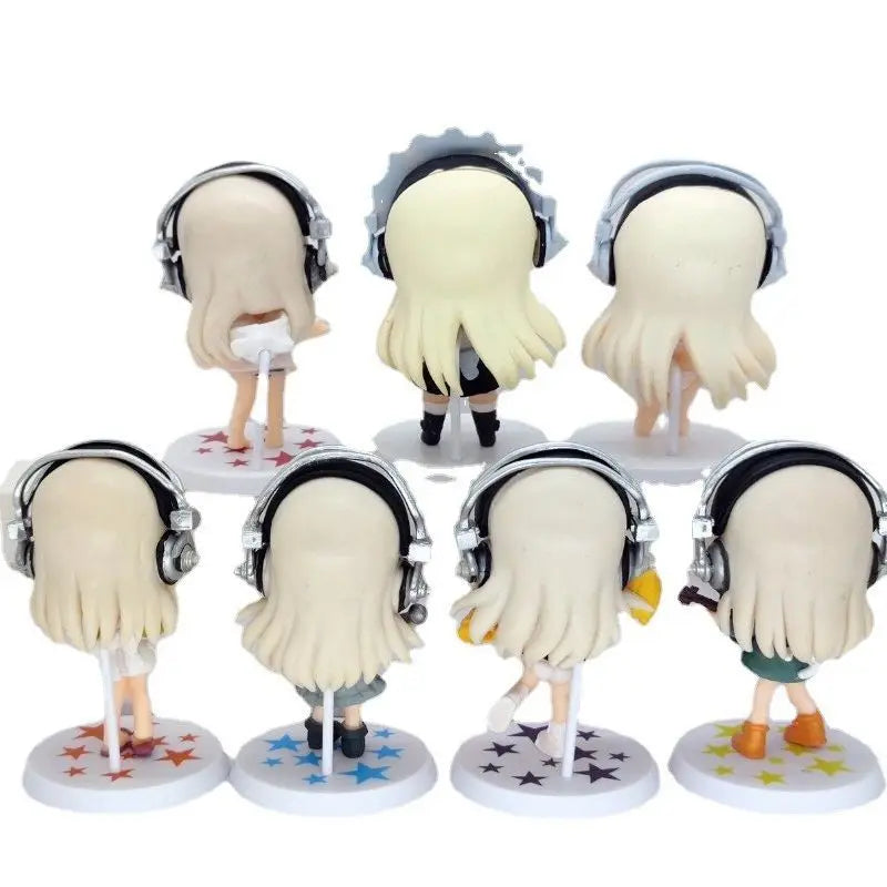 1pcs Random Style 10CM New Anime SUPER SONICO kawaii cute Q version swimwear maid Figure PVC Model Toys Doll collect Gifts