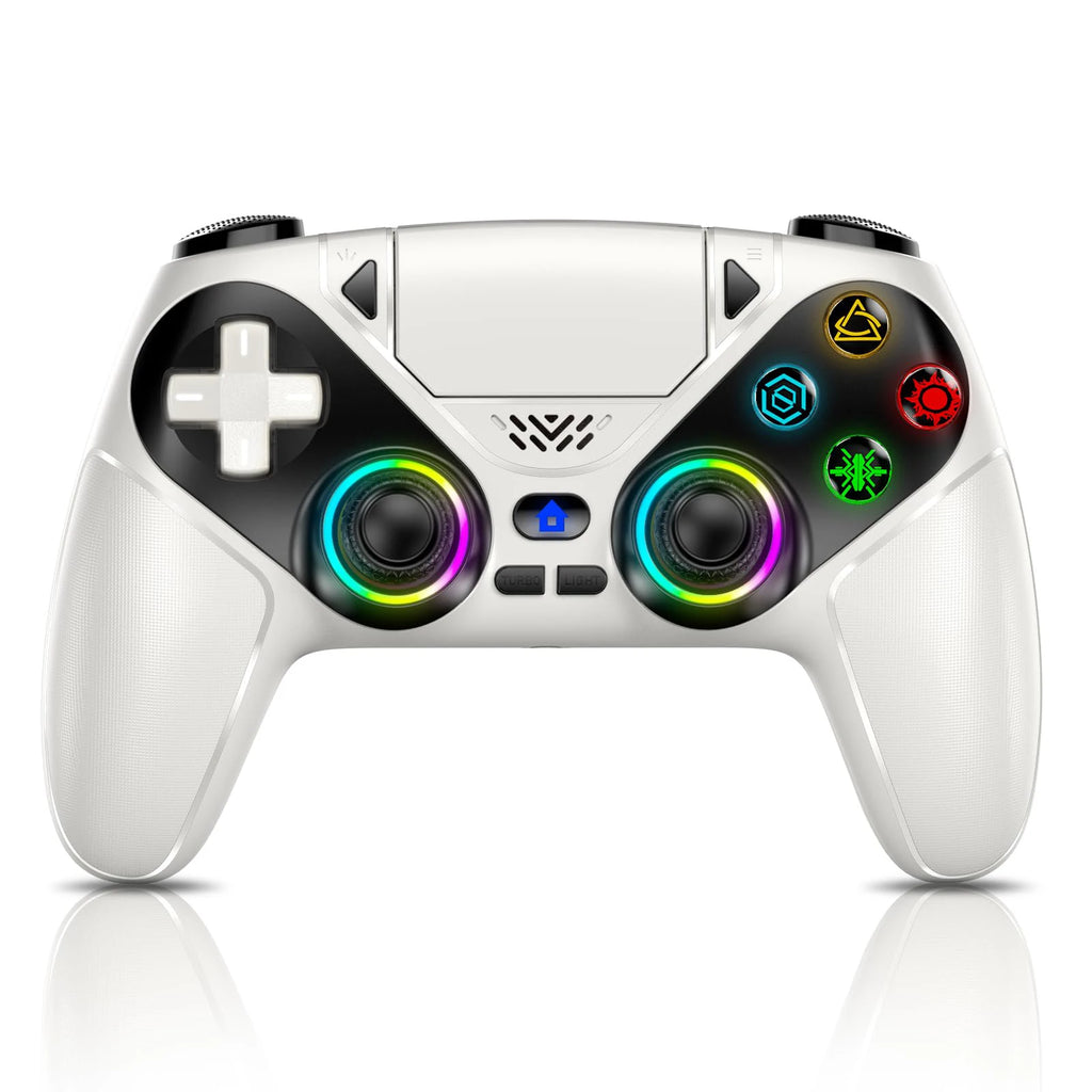 GAMROMBO Wireless Controller for PS5/Playstion 5 Pro/Slim/PC Console W/ RGB Dual Vibration Marco/Turbo Function 3.5mm Audio Jack