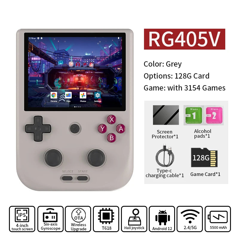 ANBERNIC RG405V Video Handheld Game Console 4" IPS HD Touch Screen Android 12 System T618 64-bit Wifi Portable Retro Game Player