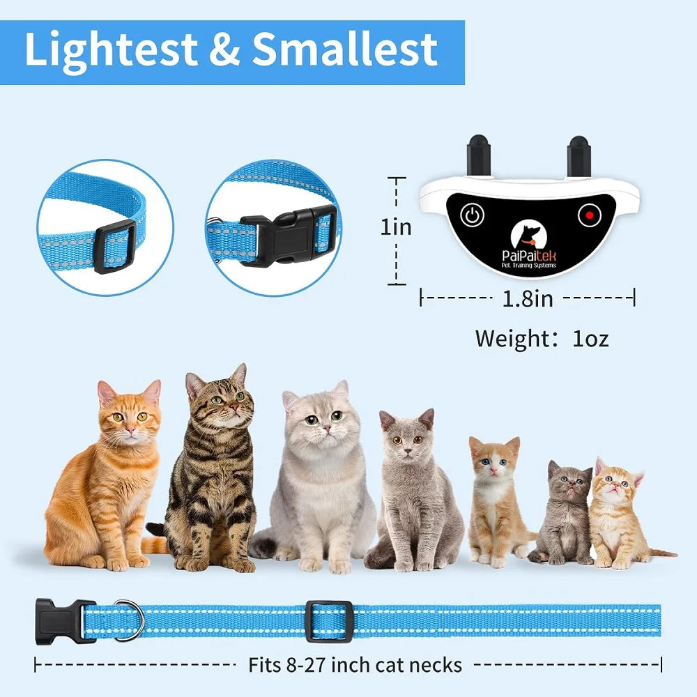 PaiPaitek Katzentrainingshalsband, Katzenschockhalsband mit Fernbedienung, Ferntraining und automatisches Anti-Miau-Halsband, Katzenbellhalsband, um das Miauen zu stoppen
