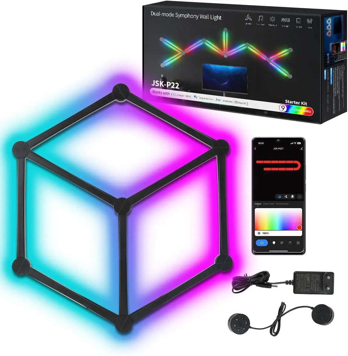 WIFI LED Smart Wall Lamp RGBIC Light Bar DIY Atmosphere Night Light APP Music Rhythm TV Backlight Bedroom Game Room Decoration