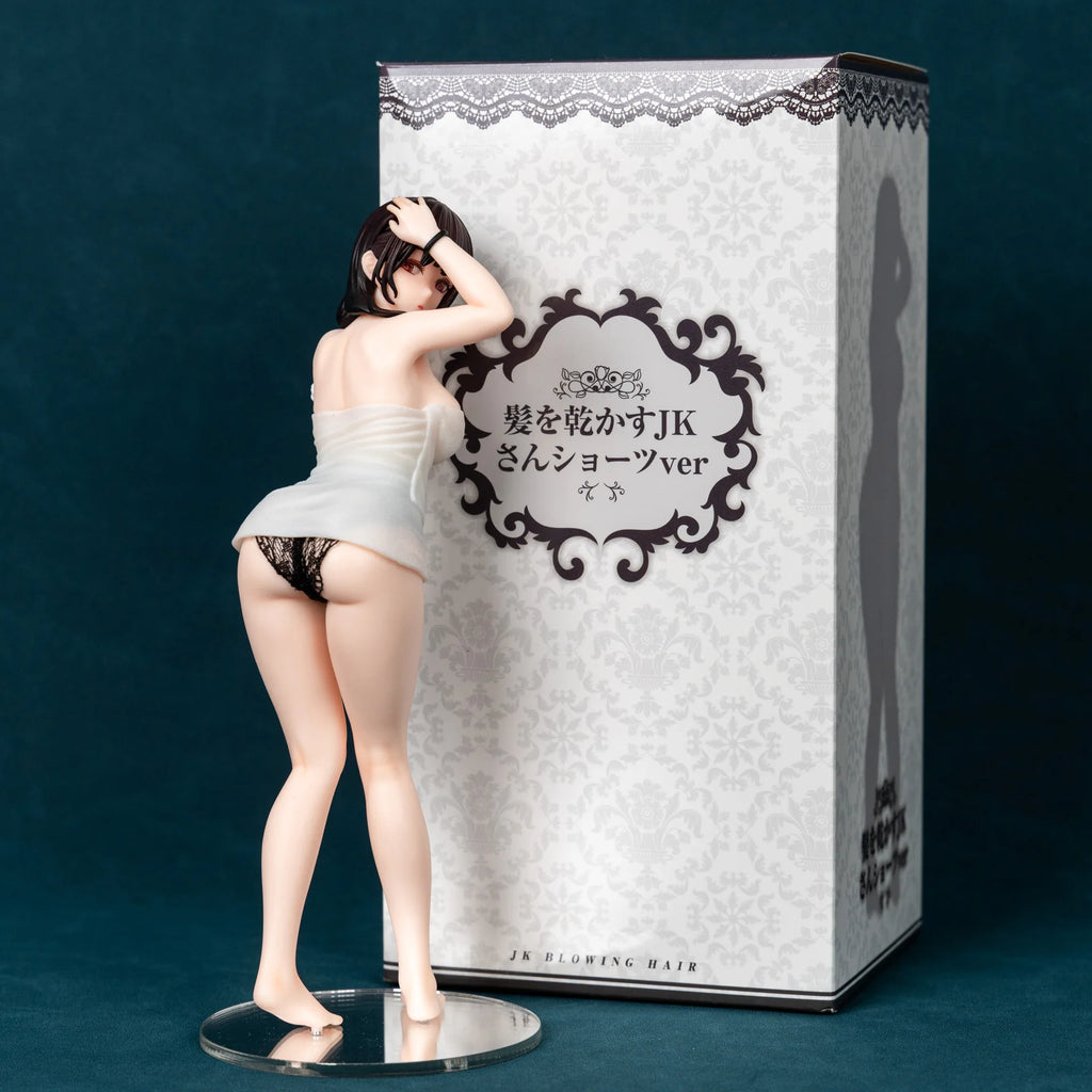 JK Bath Towel Hair Dryer Model Figurine Children's Birthday Gift for Girls Beautiful Girl Blowing Hair Action Toy Figure