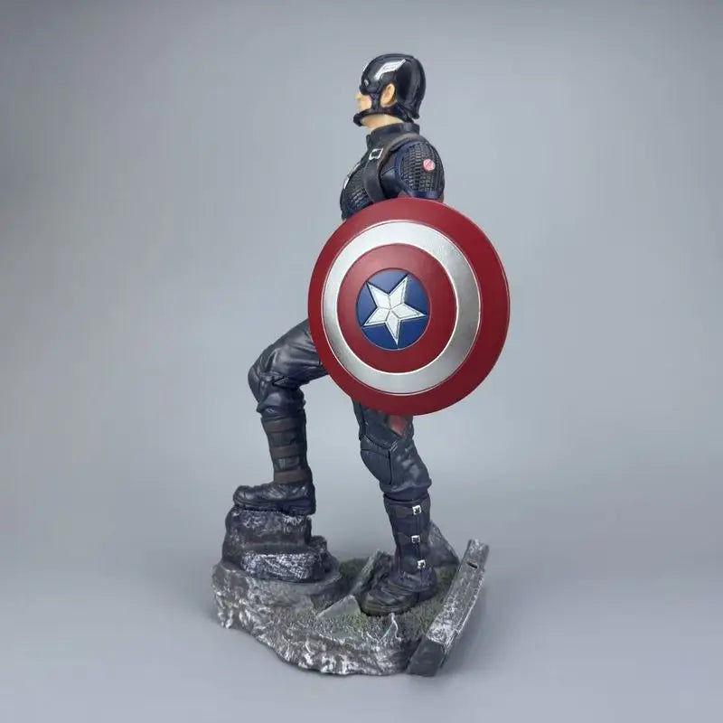 43cm Marvel Captain America Double Head Sculpt Action Figure Avengers Movie Peripheral Statue Desktop Decoration Gift For Men