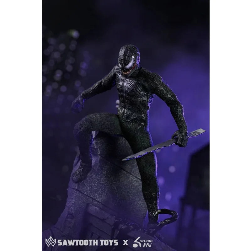 In Stock 6in & Sawtooth Toys Venom Spider-Man Symbiotic Variant 1/12 Action Figure Anime Model Trendy Toy Gift Collectibles