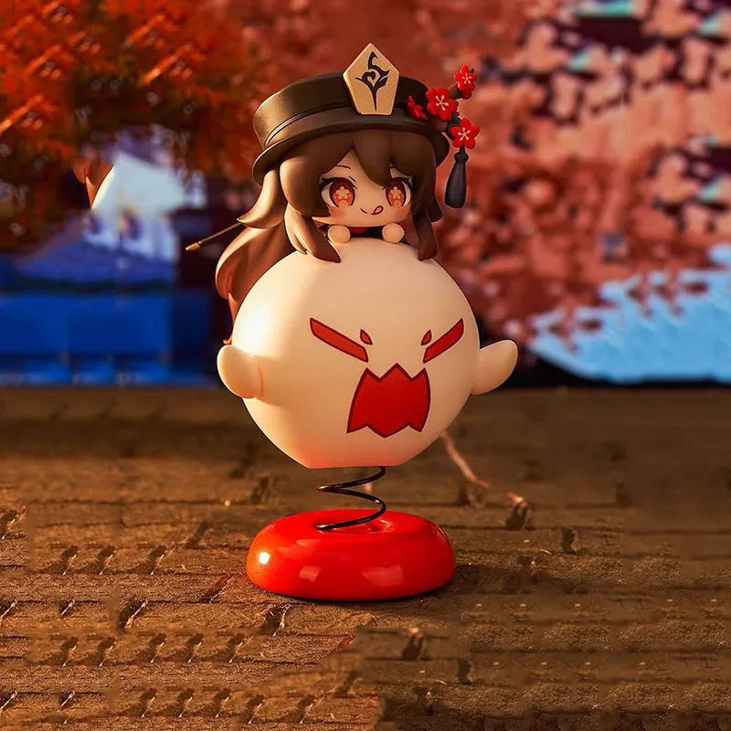 10 cm große Genshin Impact Hu Tao Actionfigur, Cartoon-PVC-Mädchen, Modell Q Edition, niedliche Dekoration, Sammlerstück, Schreibtischdekoration, Geschenk, Spielzeug