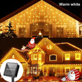 3.5M/7.5M Соларна завеса Icicle Light Външна декорация за стрехи Нишки за градинско парти Двор Коледна украса празнични гирлянди