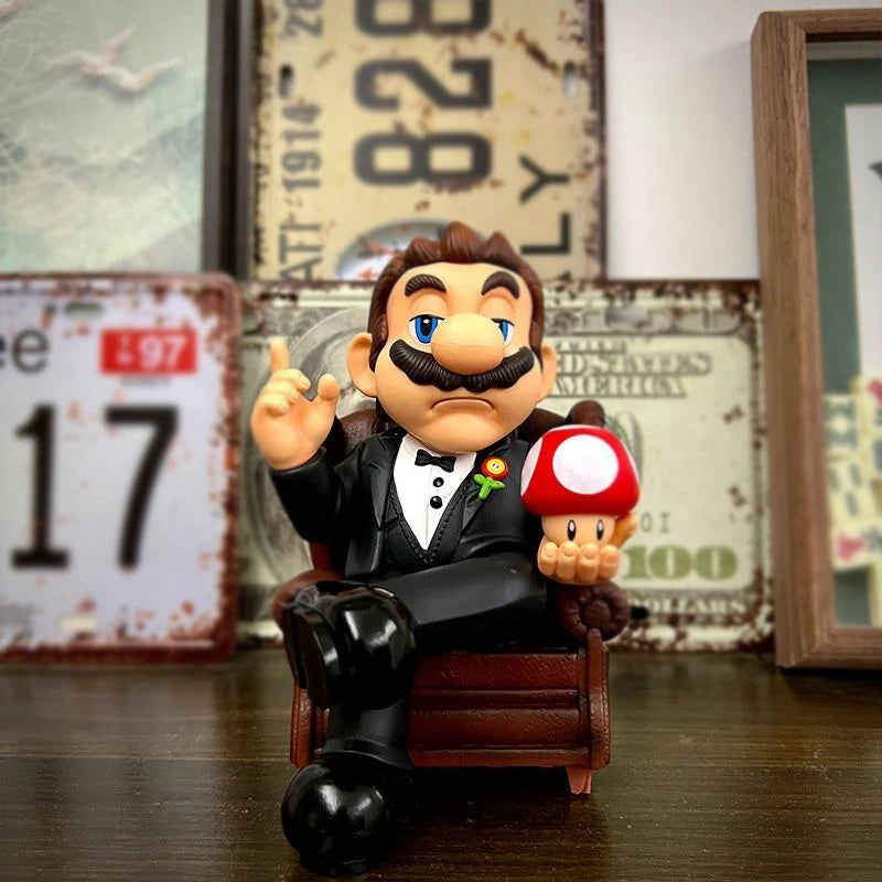 Anime Mario Spielfiguren GK Godfather Mario Maurer Actionfiguren Klempner Figur PVC Sammlung Modell Spielzeug Geburtstagspuppe Geschenk