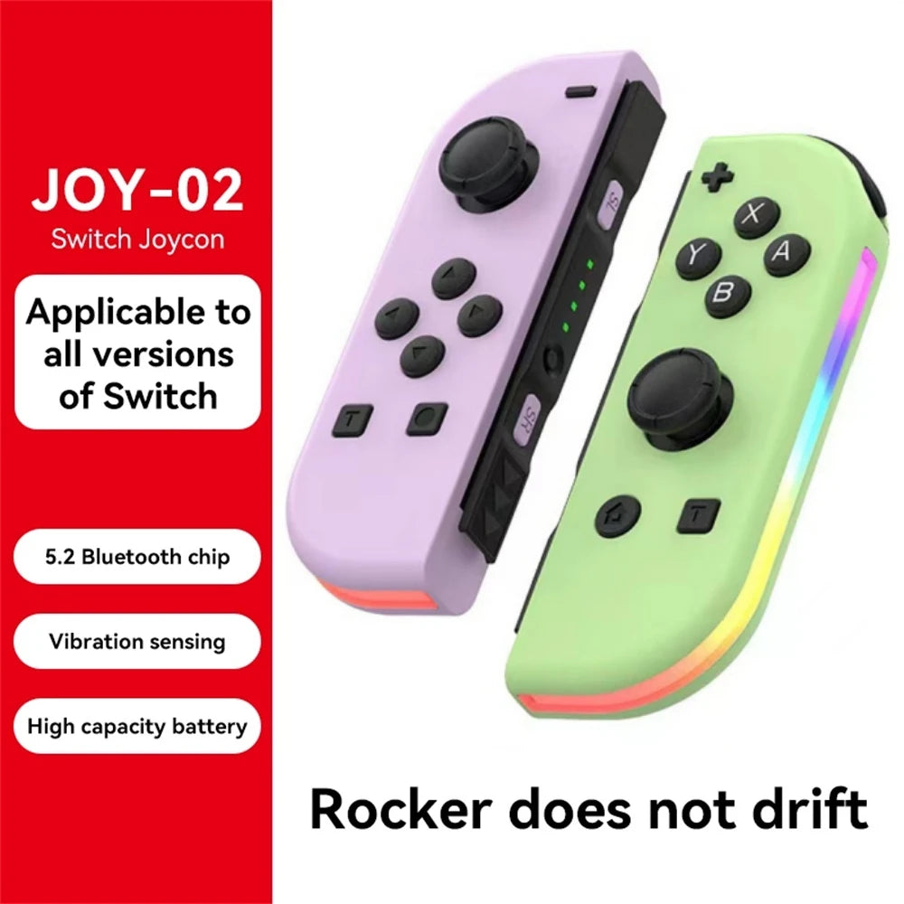 BT 5.2 Joy Controller RGB LED Switch L/R Joypad for Nintendo Switch/Lite/Oled JoyCon Gamepads Joystick with Dual Vibration