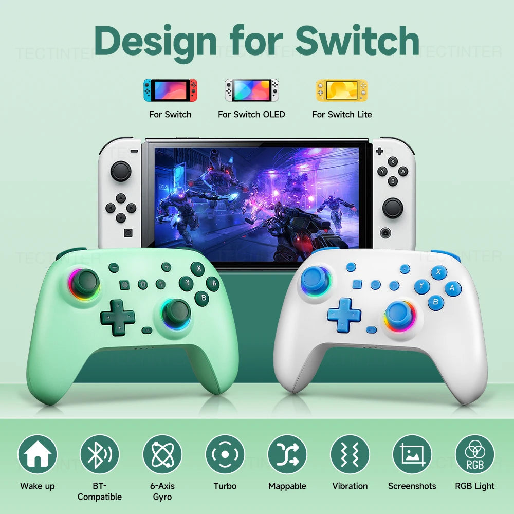 RGB Hall Effect Wireless Controller For Nintendo Switch/Switch 2/Android Gamepad PC Joystick Joypad Controle with Turbo Function