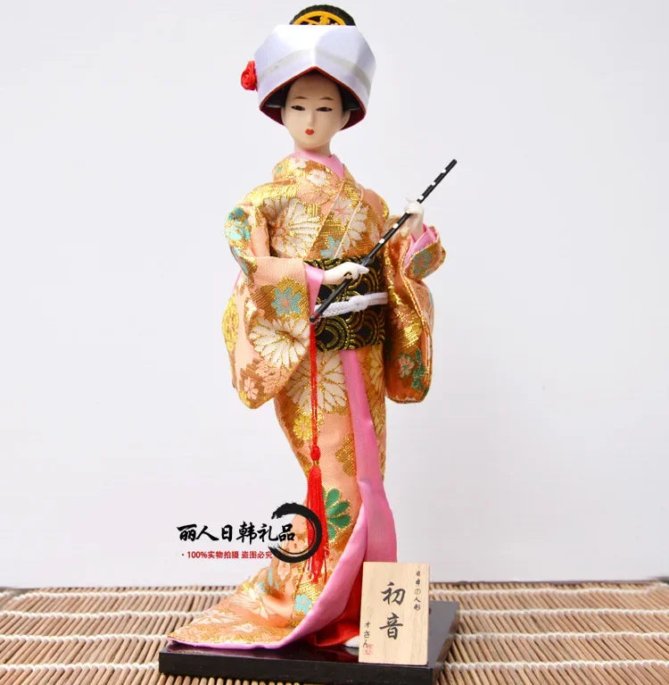 12inch Japanese Geisha Doll Statuette Sitting Figurine Japanese Kimono Kokeshi Kabuki Geisha Handicraft Ornament Birthday Gift