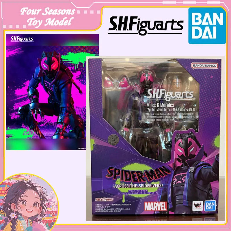 Fast Shipping Bandai Anime SHF Miles G Morales Spider-Man Across the Spider-Verse Original Model Toys Action Figure Children Kid