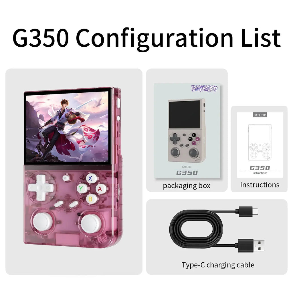 G350 Portable Handheld Game Console 3.5'' IPS Screen Linux System 3200mAh Dual Joystick 640x480 Retro Game Video Player Gift