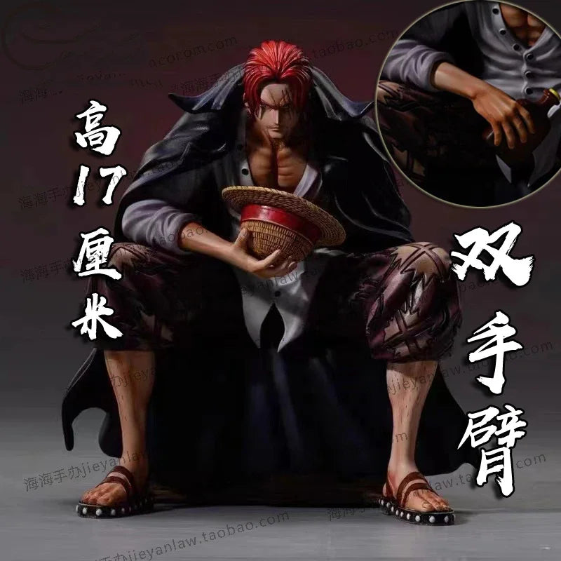 One Piece King Gk Anime Statue Modell Rote Haare Four Kings Shanks Bt Sitzhaltung Sammlerstück 17cm Ornament Actionfigur