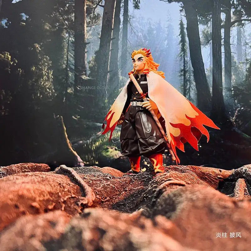 Demon Slayer Shf Series Аниме Rengoku Kyoujurou Ръчно изработено облекло Пламък с колона, подходящо за подвижен хуманоид размер 1/12