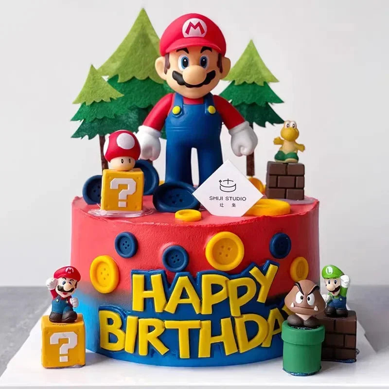 Game Marios Bros Cake Decoration Doll Set Anime Figure Luigi Yoshi PVC Model Toy Baby Shower Kids Birthday Party Supplies Gift