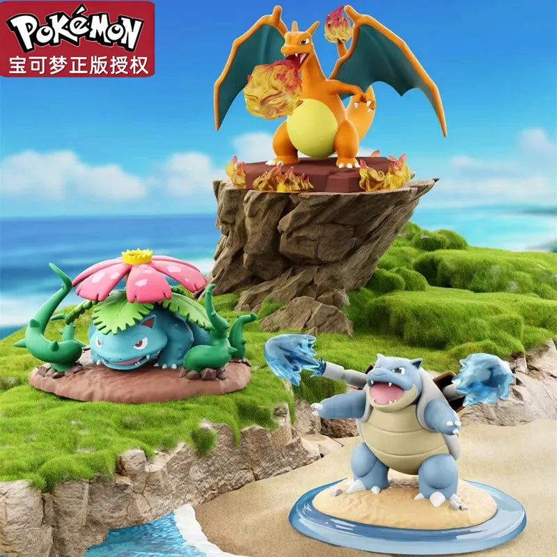 Authentische Pokémon-Actionfigur, Ausstellungsstück für den Schreibtisch: Feuerdrache, Speedy Dog, wunderschöne Blume, Sammlerstück