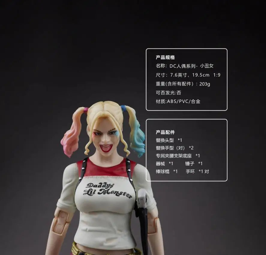 Anime Harley Quinn joint mobility standing posture Action Figure PVC Model Toys doll Desk Decor Collectible Gifts boxed