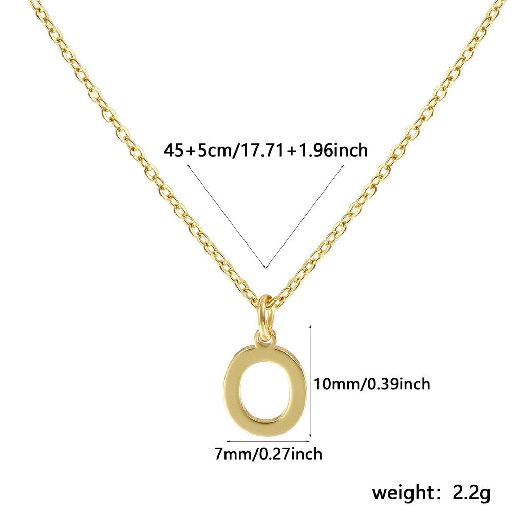 Brass " A-Z " Minimalist Capital Pendant Necklace 18K Real Gold Plated Alphabet Initial Letter Name Jewelry For Women Gift