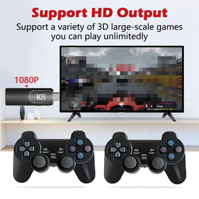 K8 Retro Game Console 2.4G Dual Wireless Controller TV Game 4K HD 20000 Retro Classical Games Retro Game Player Dual-Player Game