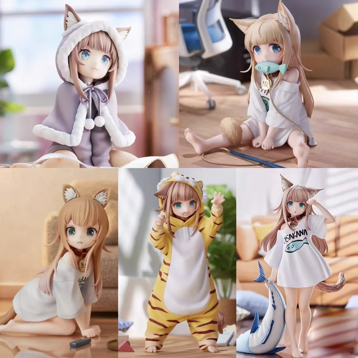 Replaceable Face Soybean Poer  Girl  Mobile Phone Stand Tea Par  Host Car Decoration Anime Figure Collectible