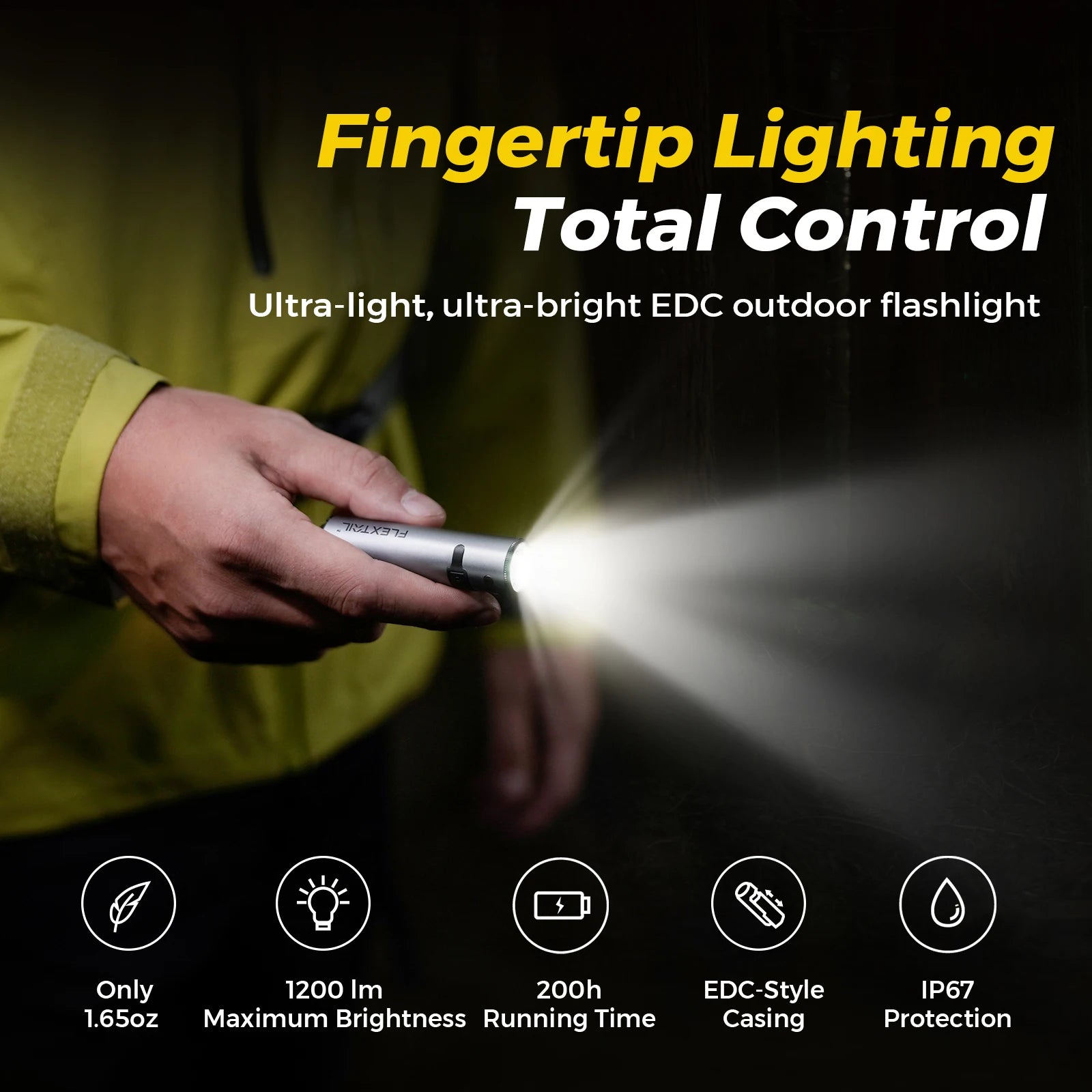 FLEXTAIL ZERO FLASHLIGHT - Тактическо фенерче с EDC калъф, до 1200 лумена, 7 режима на осветление, зареждане тип C, водоустойчивост IP67