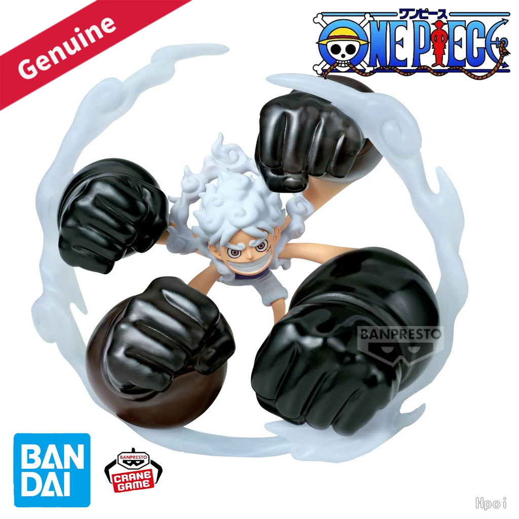 Original Genuine Bandai Prepainted BANPRESTO Trading WCF One Piece Monkey D. Luffy Gear 5 White Gun Barrage Special H=70mm Gift