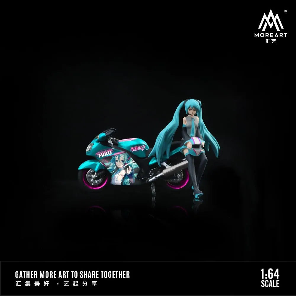 1:64 Hatsune Miku Motorcycle Mini Model Cute Figure Cartoon Toy Scene Figurine Collection Gift