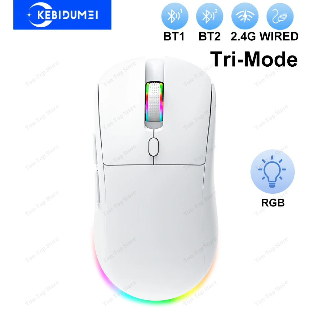 Dual Bluetooth 5.3 Maus 2.4G Kabellose Maus USB-Kabelmaus Tri-Mode RGB Gaming-Maus 6 Tasten 4800DPI für PC Laptop Tablet