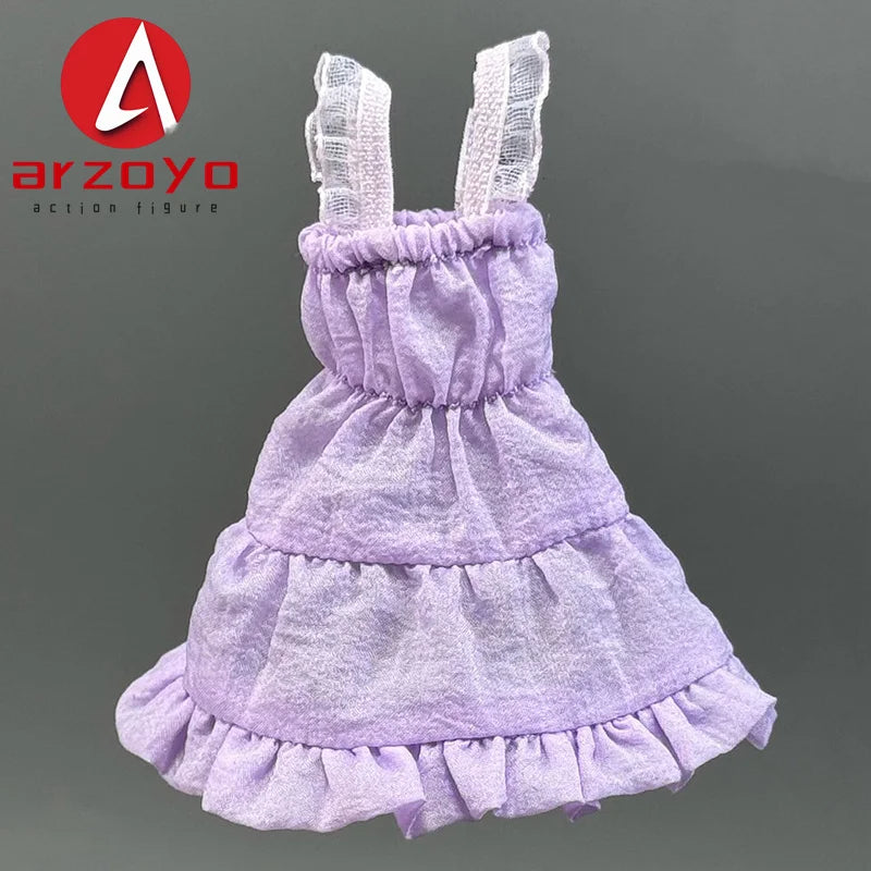 1/12 Scale Female Solider Lace Shoulder Strap Cake Skirt Dress Clothes Model Fit 6'' Ob11 Azone Figma Romankey Action Figure