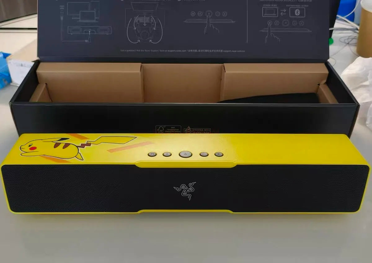 Razer Pokemon Pikachu Bluetooth Speaker Rgb Light Effect Desktop Computer Audio With Heavy Bass Stereo Usb For Pc Phone Mobile
